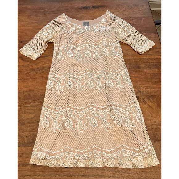 RABBIT RABBIT RABBIT DESIGNS Sz 10 Dress Boho‎ Nude Lacy - Picture 1 of 10